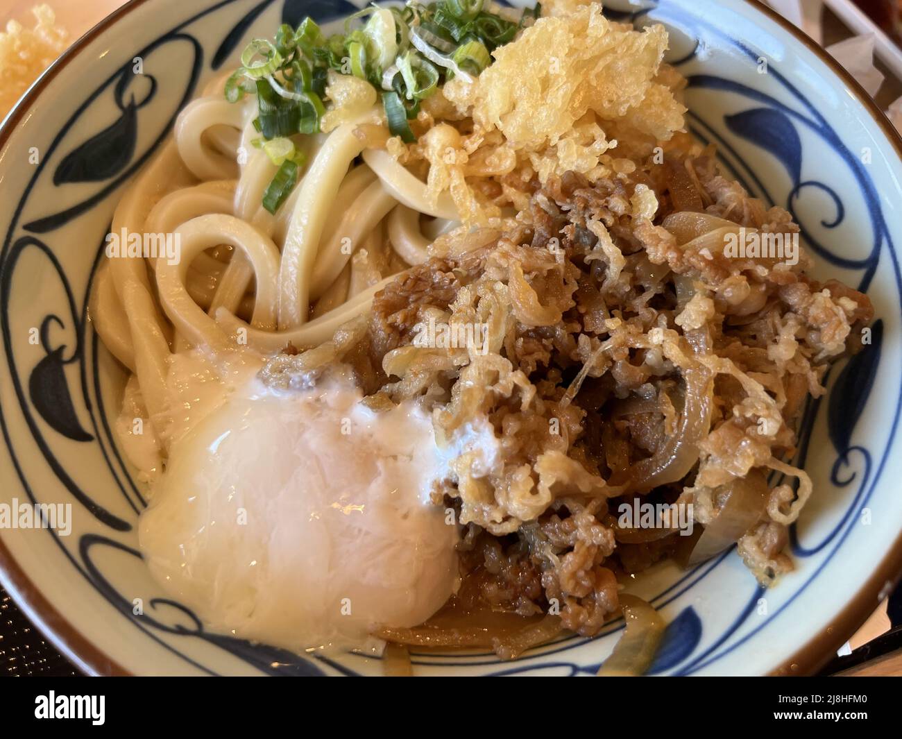 Udon with beef and egg at Marugame Udon, San Ramon, California, March