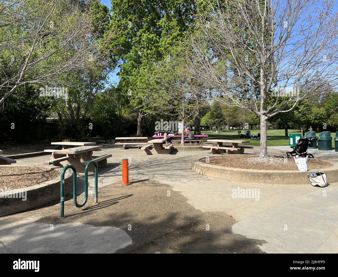 Picnic areas at Larkey Park, Walnut Creek, California, April 2, 2022