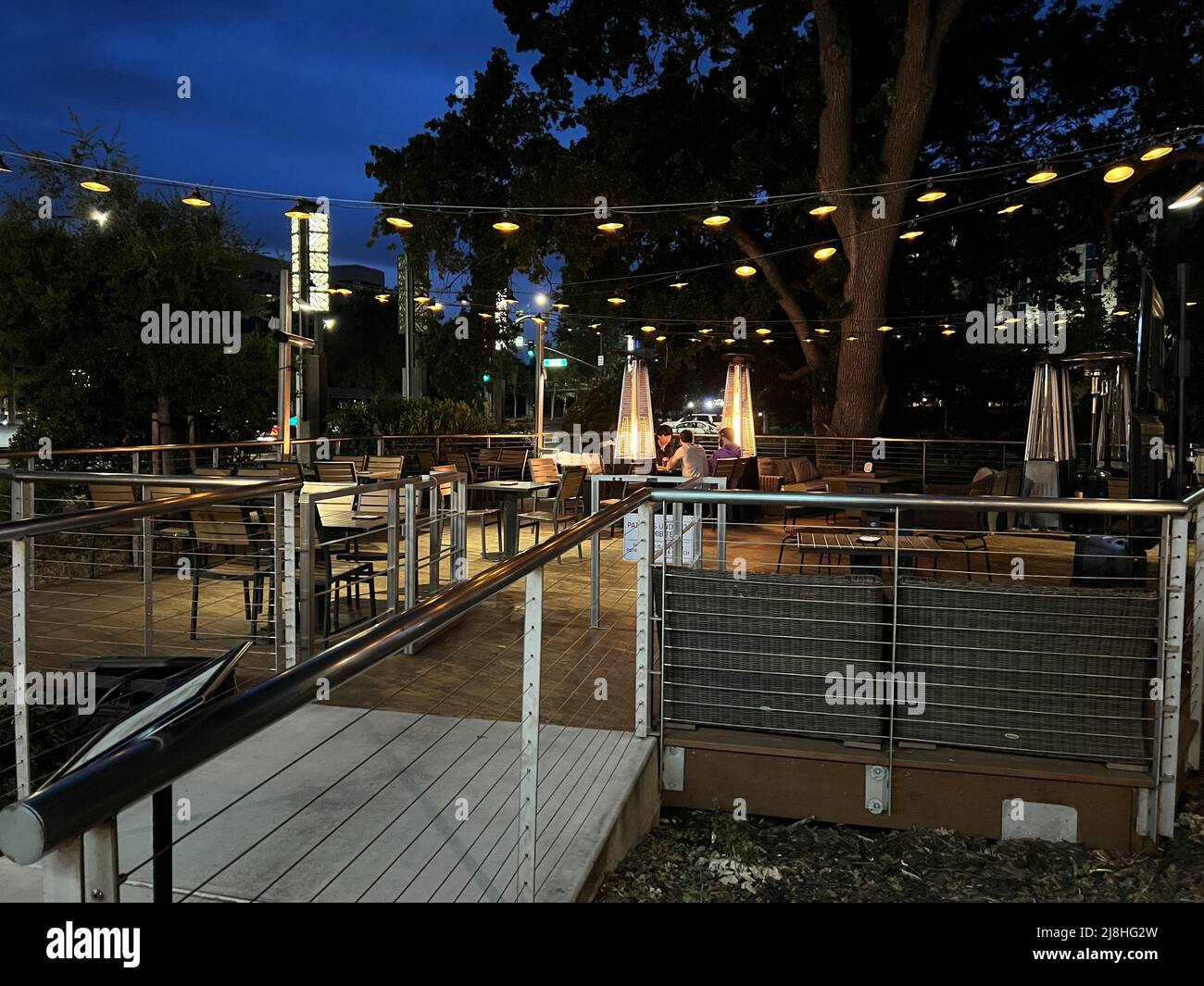 Outdoor dining patio at Hops and Scotch whisky bar in Walnut Creek