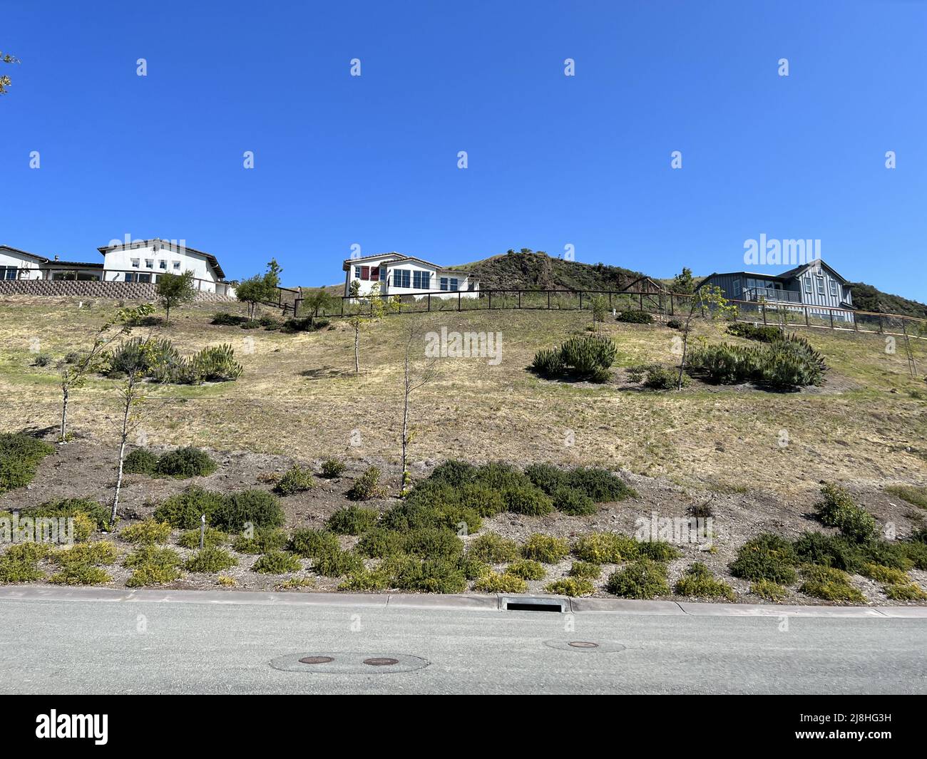 Lowangle view of new homes at Wilder housing development, Orinda