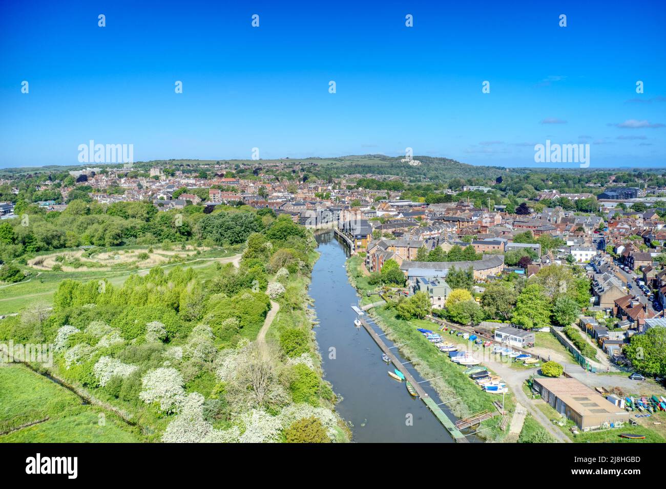 Aerial photo of Lewes the County town of East Sussex viewed from the