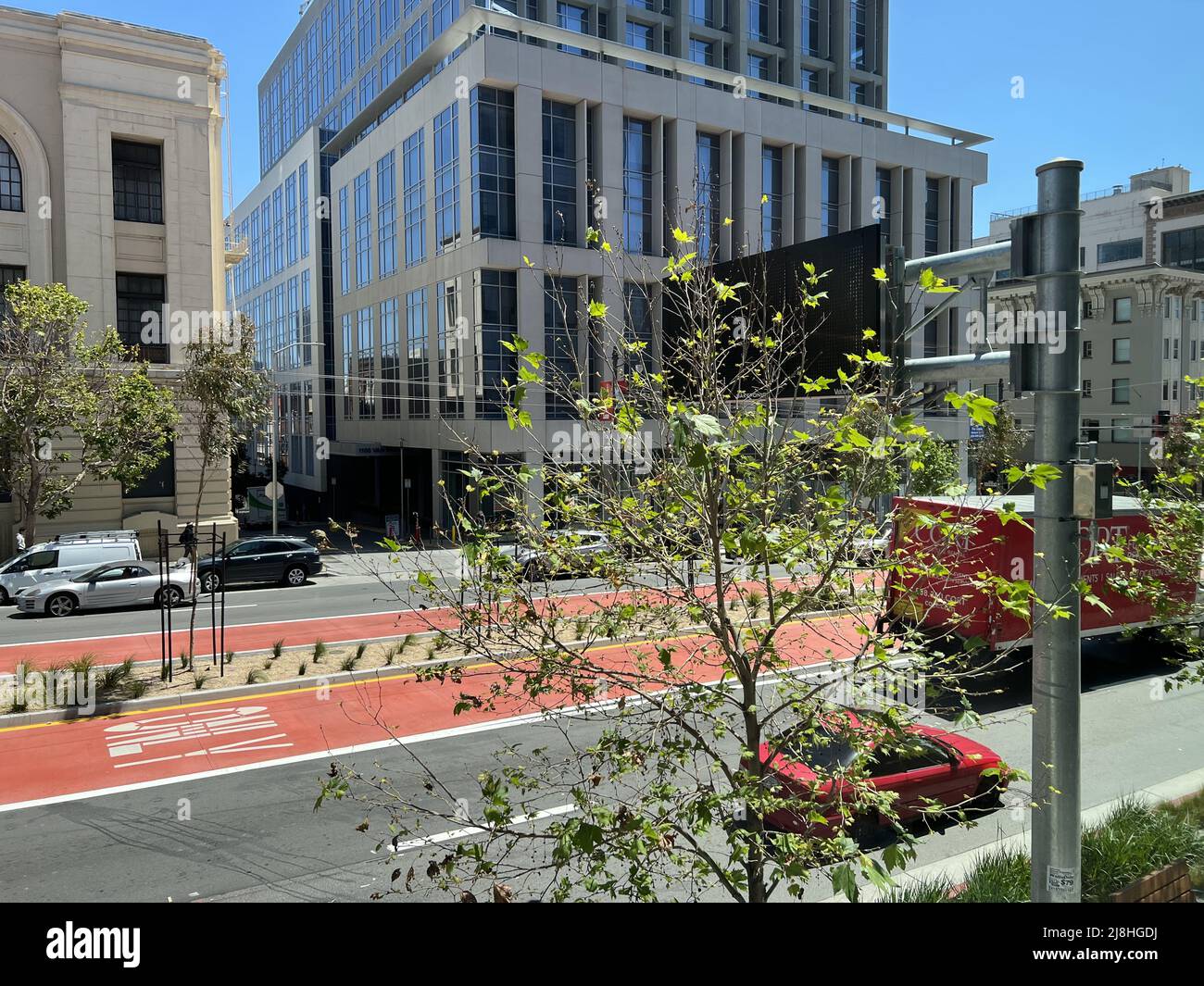 Medical office building viewed across Van Ness street at the California  Pacific Medical Center (CPMC) Van Ness campus, a division of Sutter Health,  a hospital in San Francisco, California, May 4, 2022