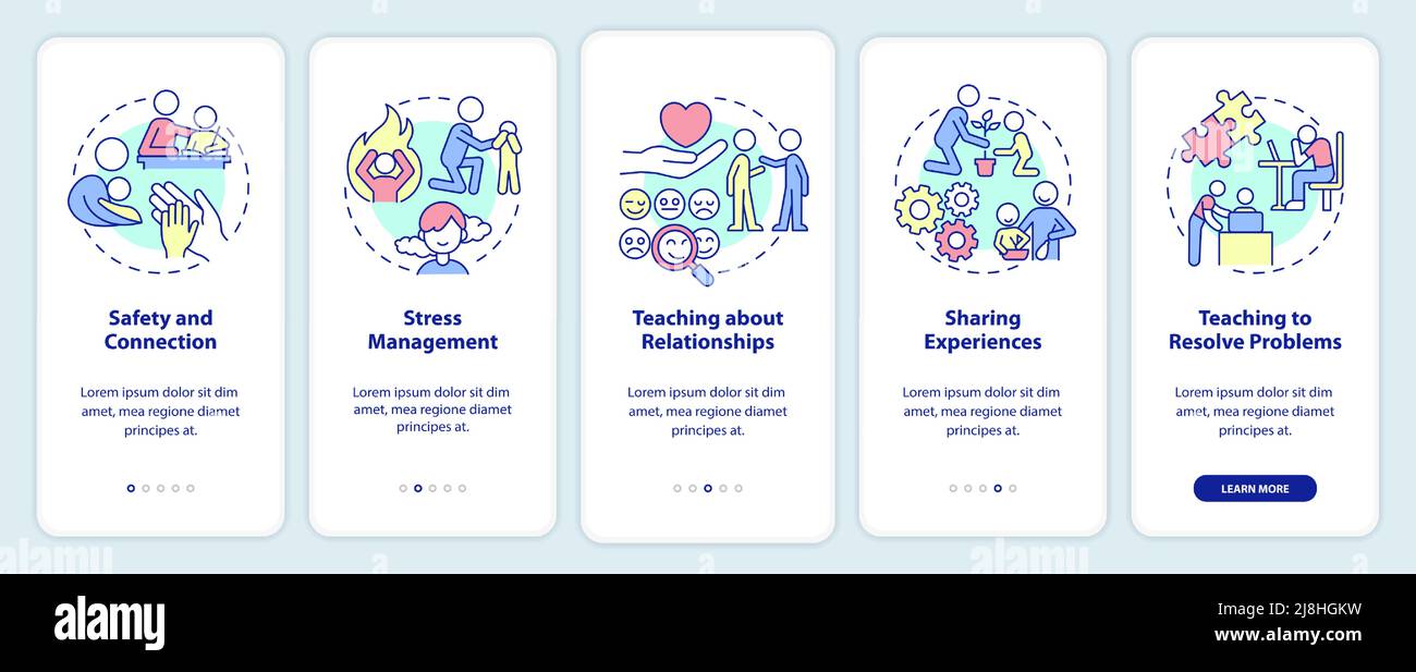 Family relationships importance onboarding mobile app screen Stock ...