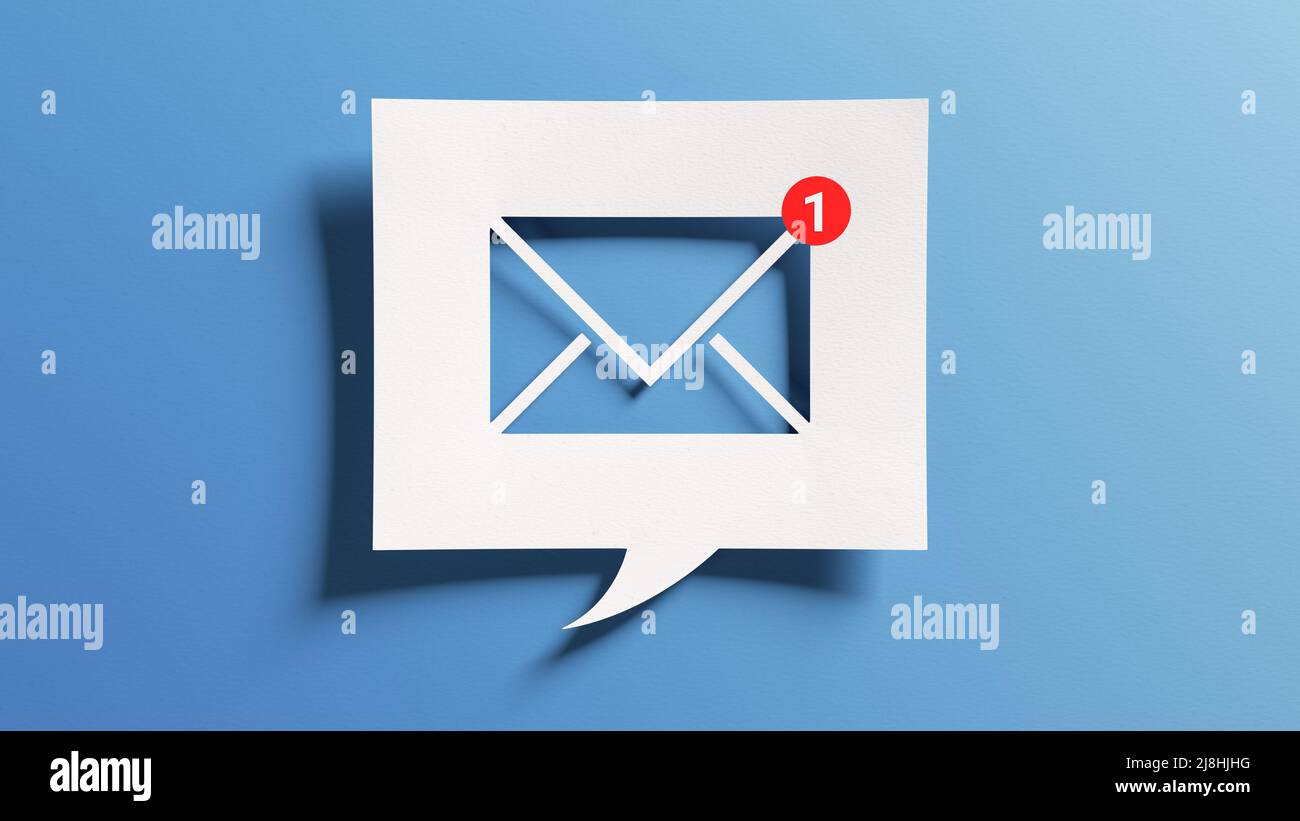 New email notification concept for business e-mail communication and digital marketing. Inbox receiving electronic message alert. Abstract minimalist Stock Photo