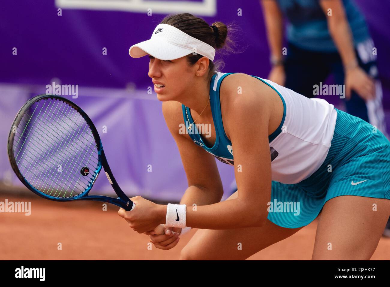 Strasbourg, France. 16th May, 2022. Nefisa Berberovic of Bosnia-Herzegovina  in action during her Round of 32 Singles match of the 2022 Internationaux  de Strasbourg against Sloane Stephens of USA at the Tennis