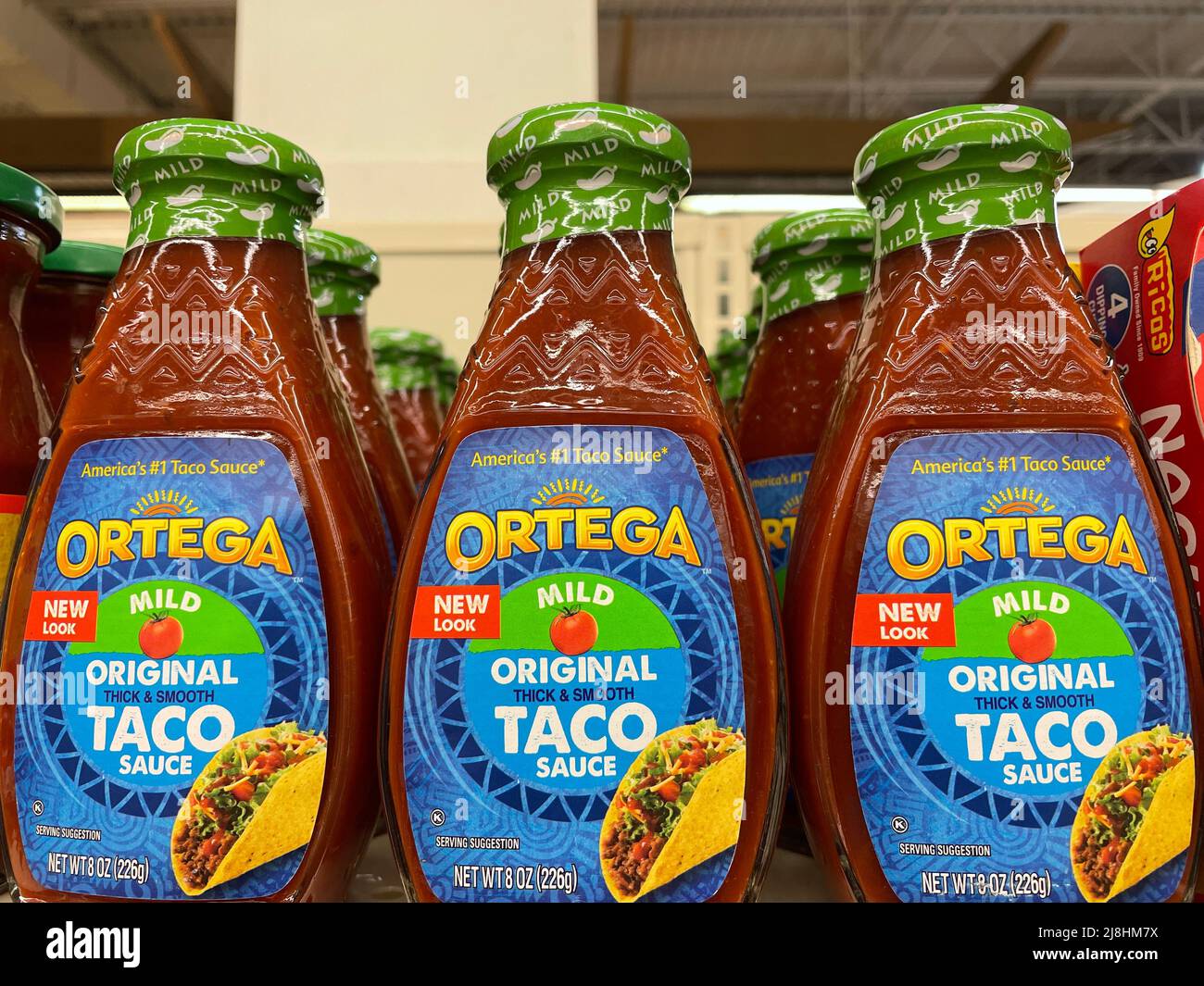 Grovetown, Ga USA 12 15 21 Mexican products on a store shelf Ortega