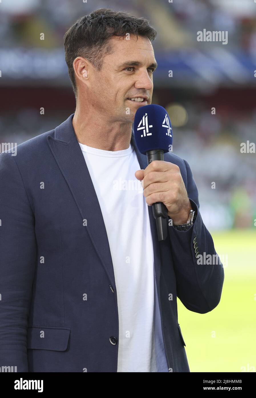 Dan Carter is interviewed during the European Rugby Champions Cup, Semi-finals rugby union match between Racing 92 and Stade Rochelais (La Rochelle) on May 15, 2022 at Stade Bollaert-Delelis in Lens, France - Photo: Jean Catuffe/DPPI/LiveMedia Stock Photo