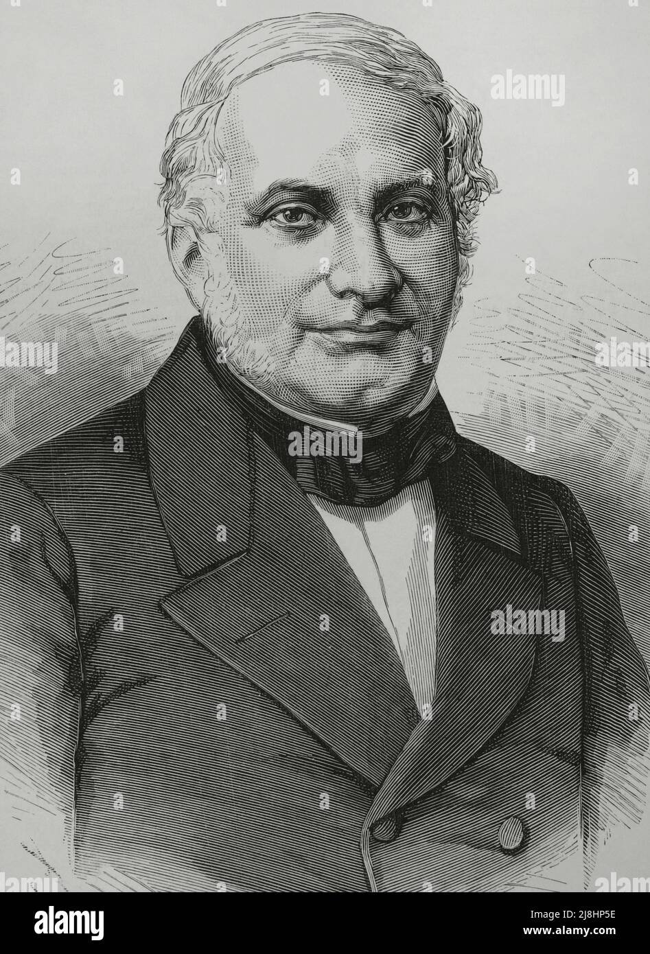 Alejandro Mon y Menéndez (1801-1882). Spanish politician and jurist. Prime minister of Spain in 1864. Portrait. Engraving, 1882. Stock Photo