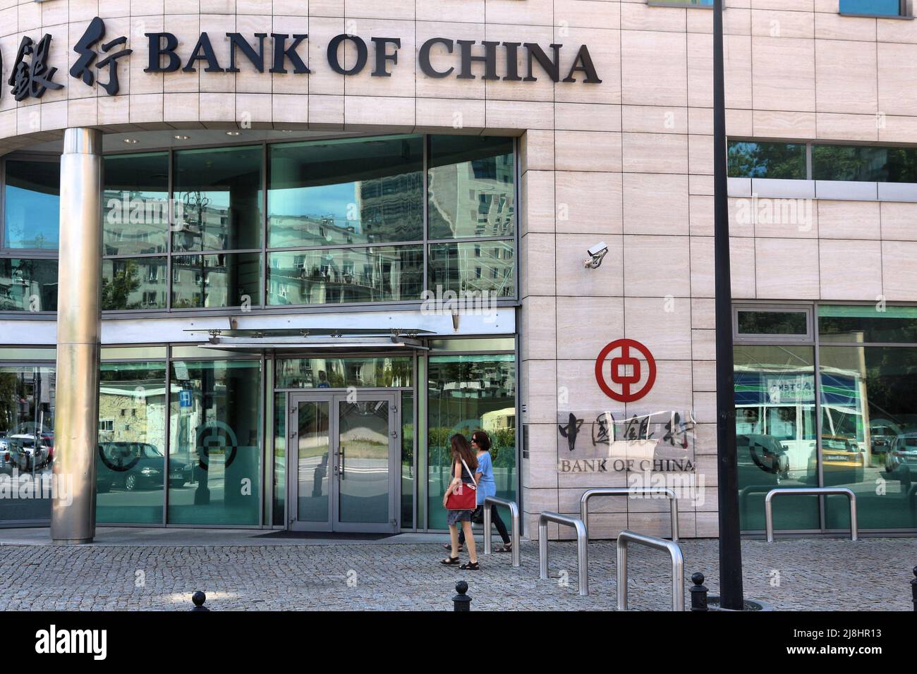 WARSAW, POLAND JUNE 19, 2016 People walk by Bank of China in Warsaw, Poland. Bank of China is