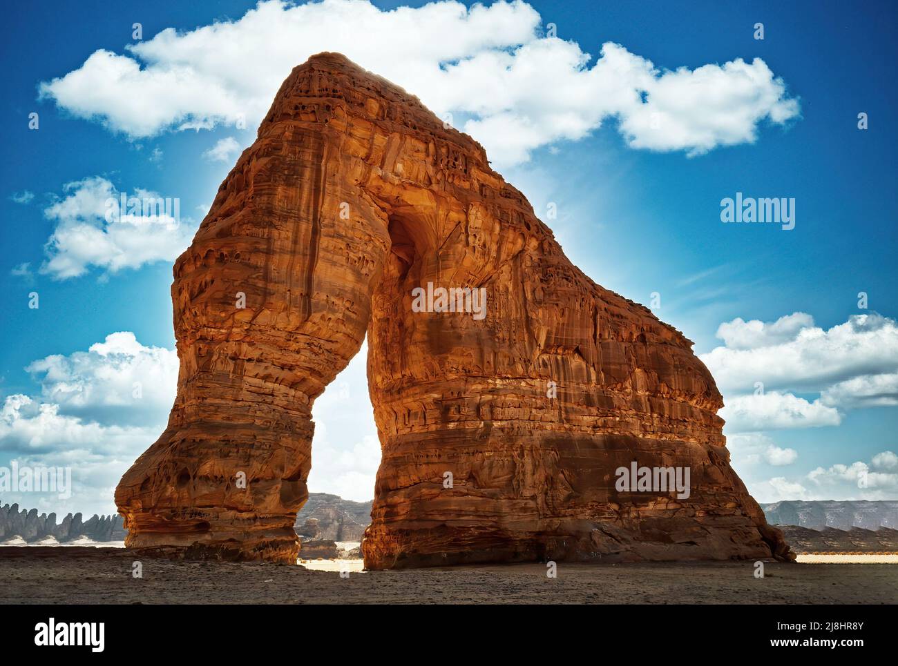 Famous Elephant rock in Al-Ula, Saudi Arabia. Stock Photo