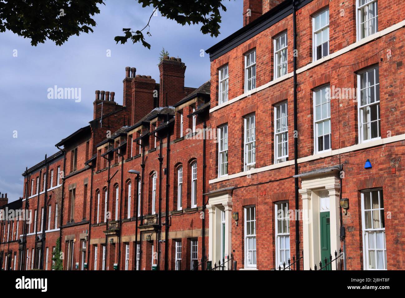 Leeds, UK residential street in Hyde Park district. Typical English