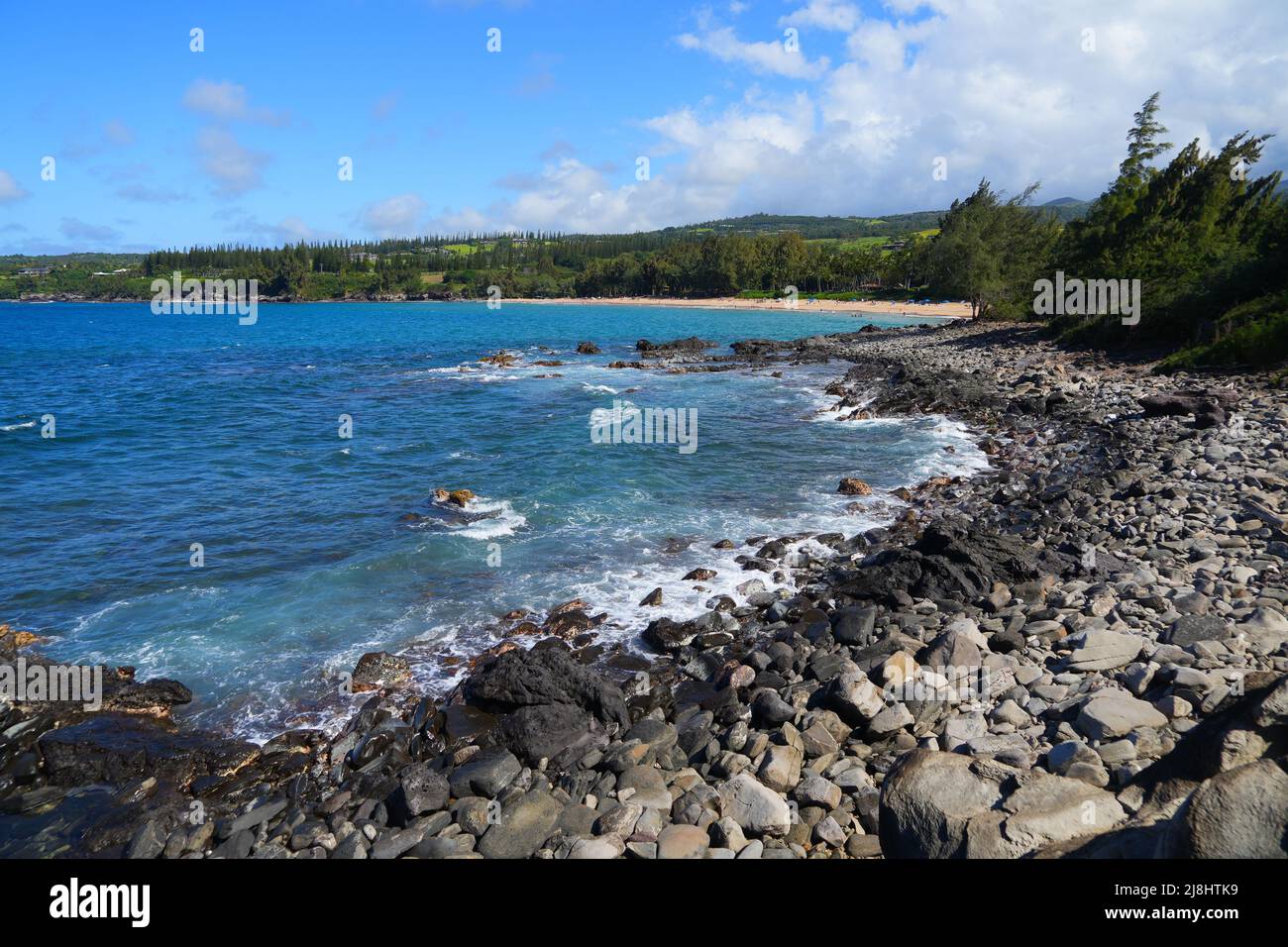 D.T. Fleming Park beach as seen from Makaluapuna Point in West Maui ...