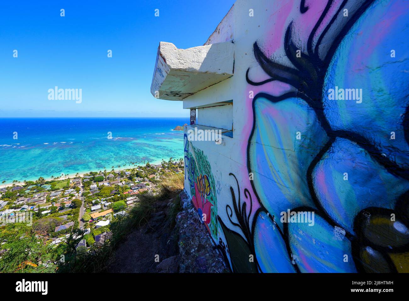 Lanikai Pillbox, a World War 2 bunker on the east side of Oahu island