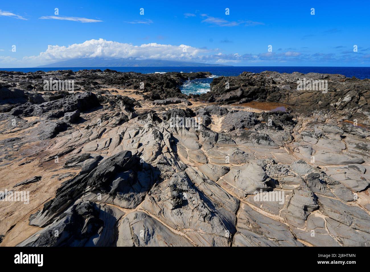 Rugged coastline at the tip of Makaluapuna Point in West Maui, Hawaii