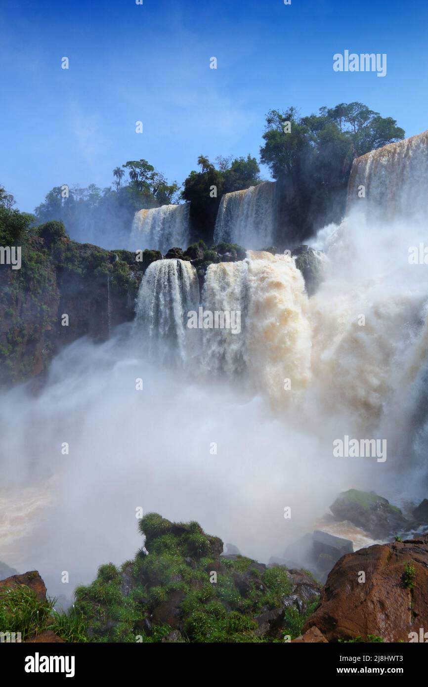 Iguazu Falls landscape - natural wonder in Argentina. Stock Photo