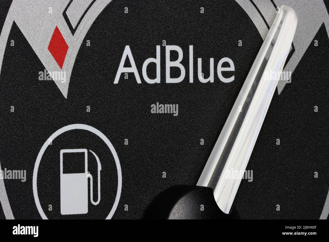 AdBlue fuel gauge in truck dashboard - full. AdBlue is a registered the trademark of the German Association of the Automotive Industry (VDA). Stock Photo