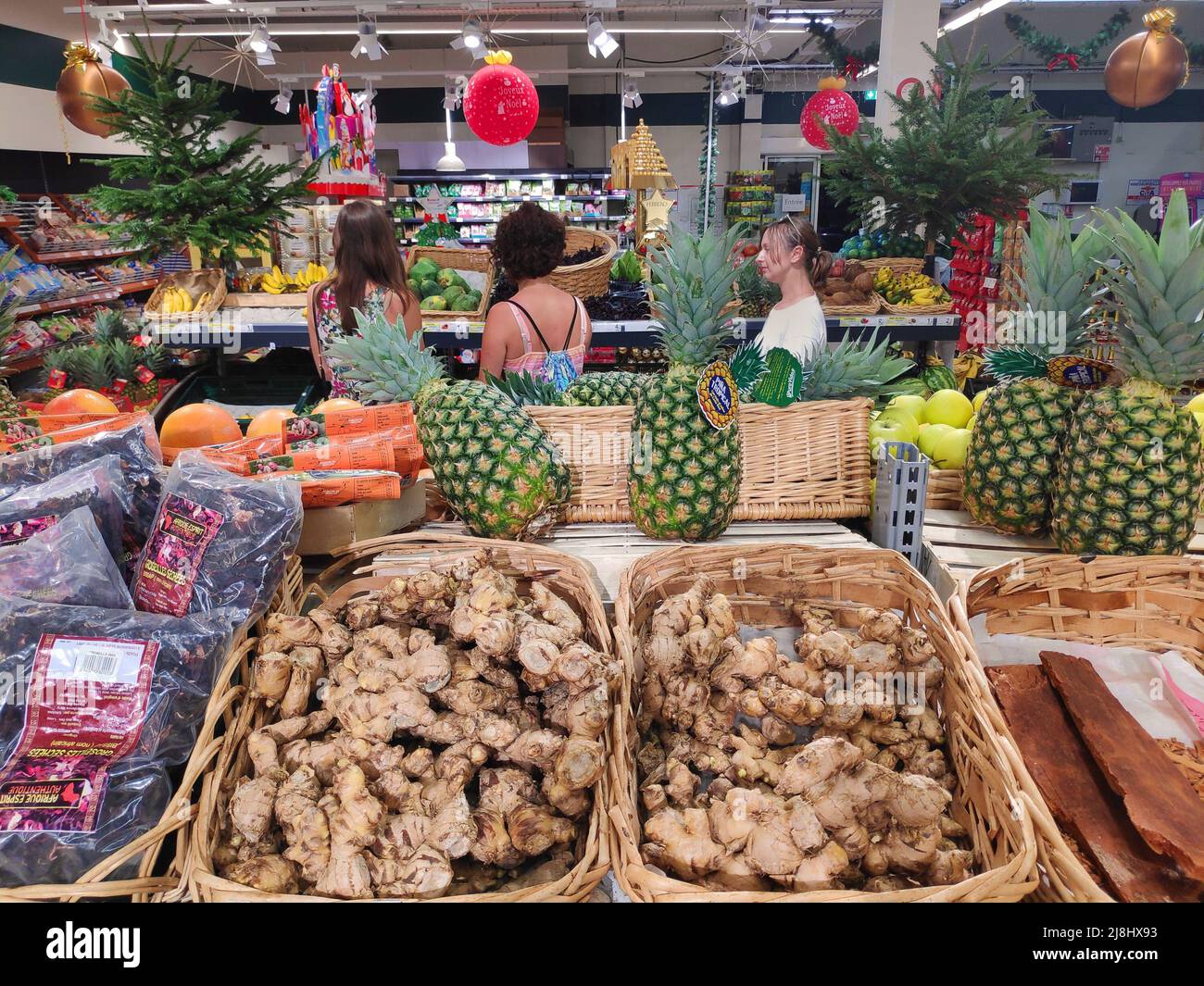 GUADELOUPE, FRANCE DECEMBER 5, 2019 Fruit and vegetable aisle of a