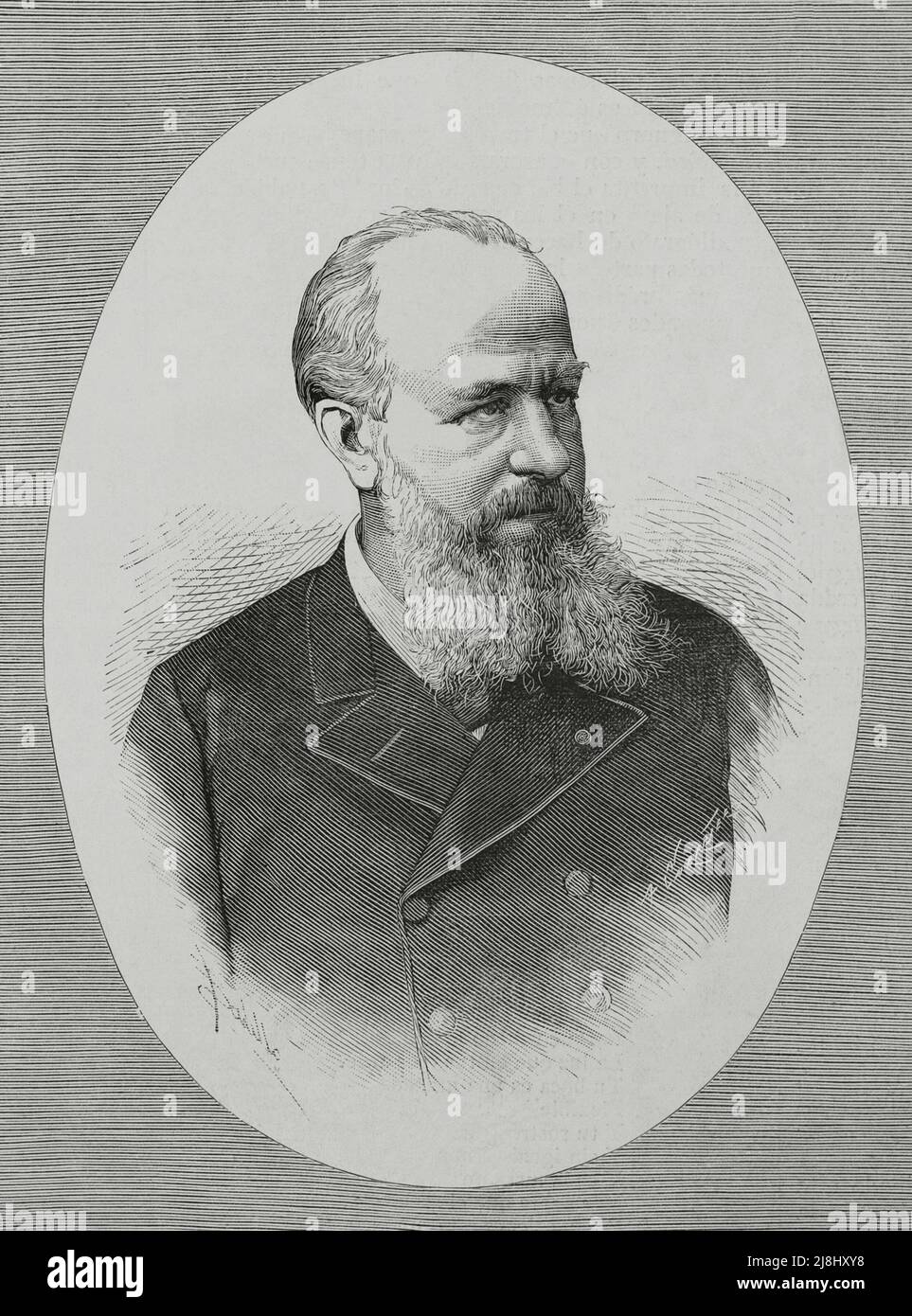 Louis de Wecker (1832-1906). French ophthalmologist. Portrait. Engraving by Arturo Carretero, 1882. Stock Photo