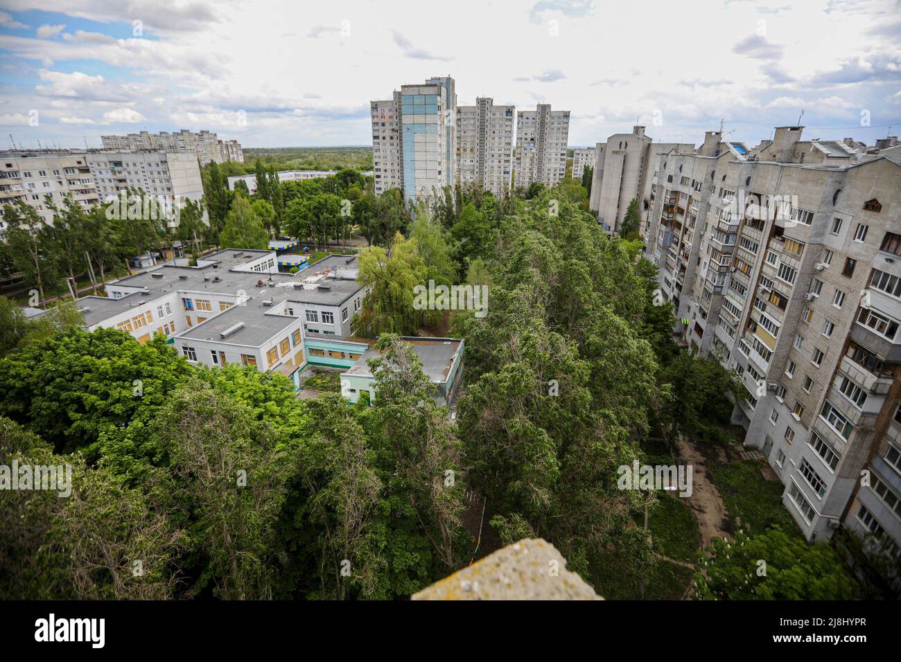 General view of the residential buildings in the Solnechnoe district of