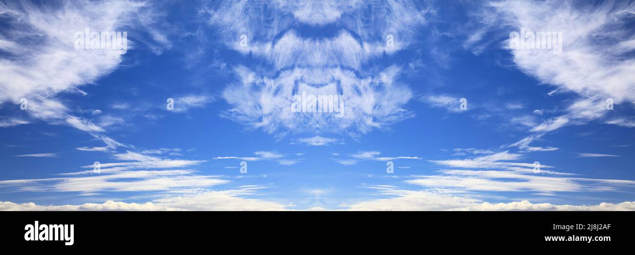 White clouds blue sky background. Sky panoramic background. Stock Photo