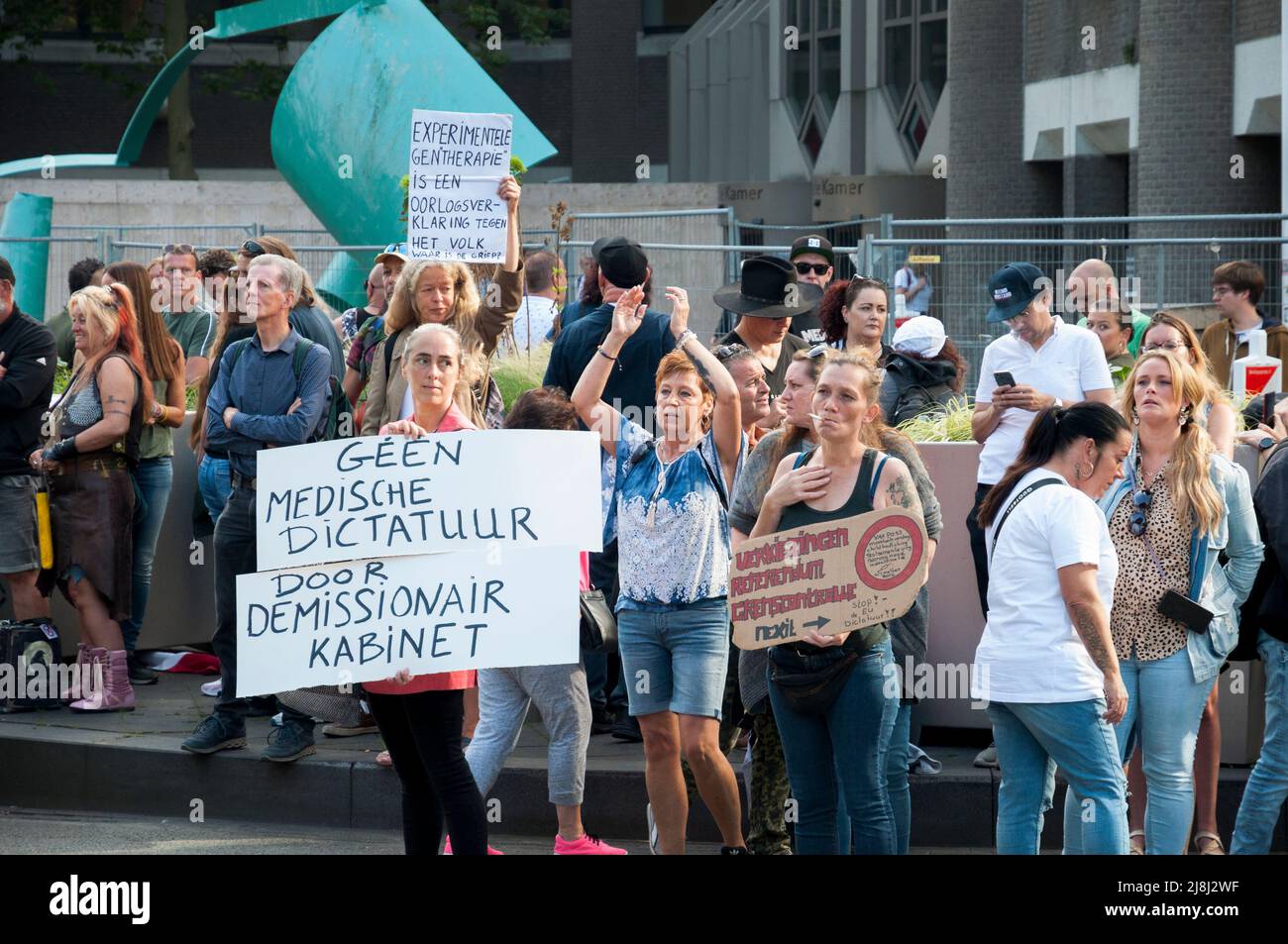 09-07-2021 The Hague,Netherlands. Coronavirus sceptics and anti vaxxers protesting against covid measures and vaccinations Stock Photo