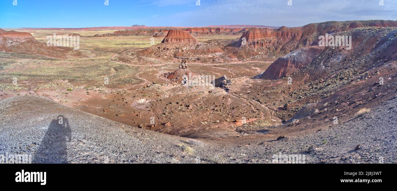 Panorama of Chinde Valley below Chinde Point in Petrified Forest National Park Arizona. Stock Photo
