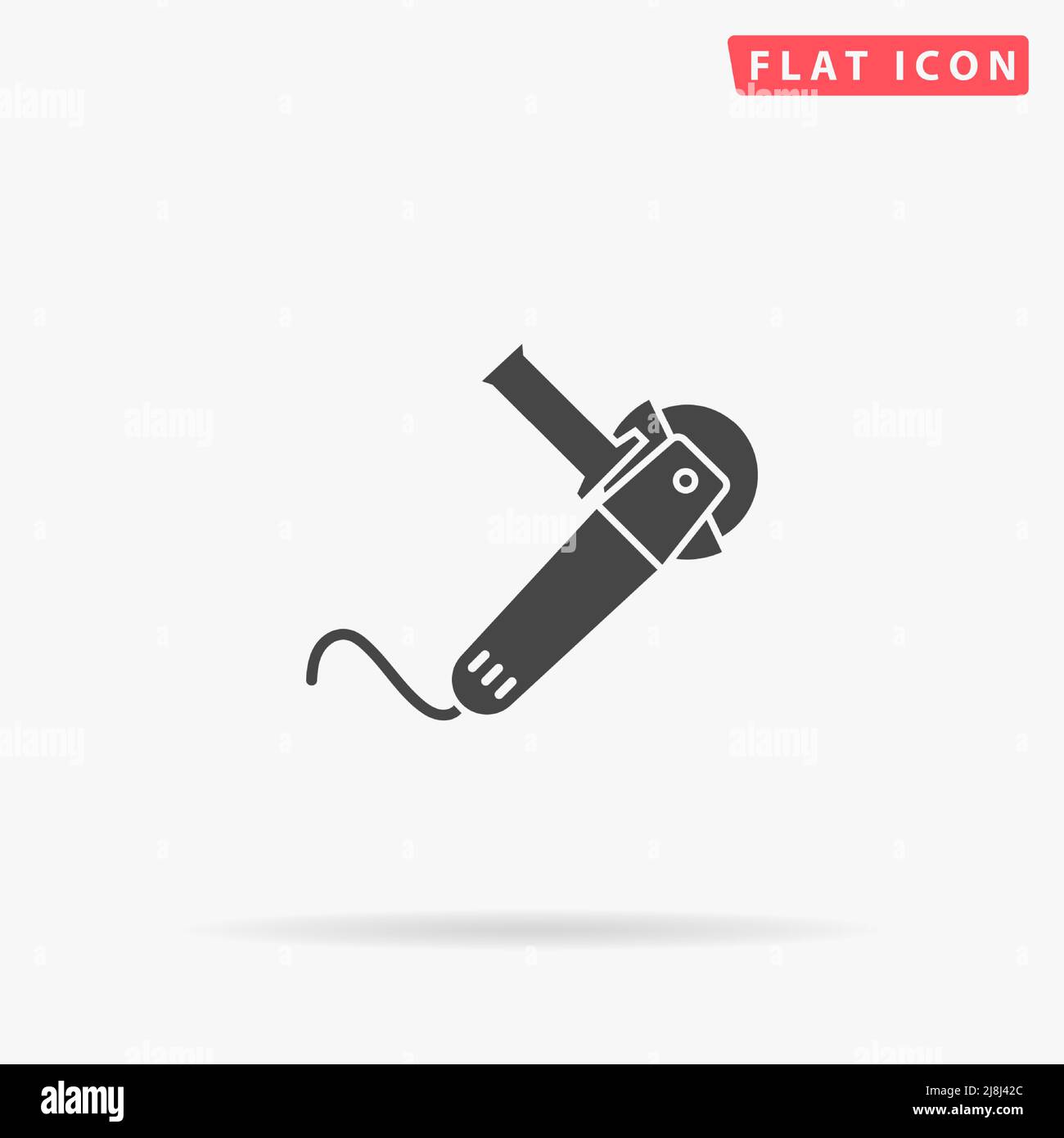 Angle grinder flat vector icon. Hand drawn style design illustrations. Stock Vector