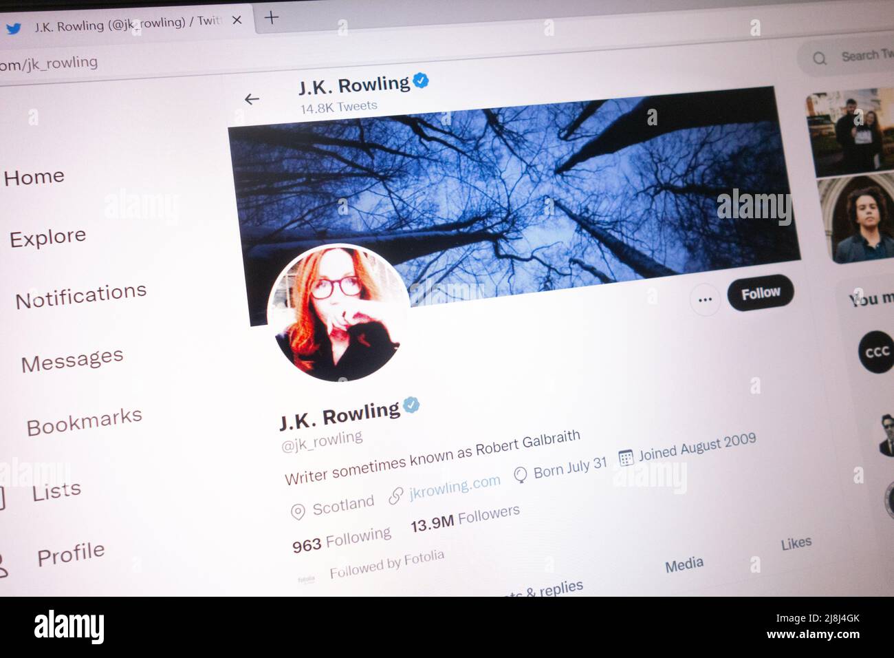 KONSKIE, POLAND May 14, 2022 JK Rowling official Twitter account