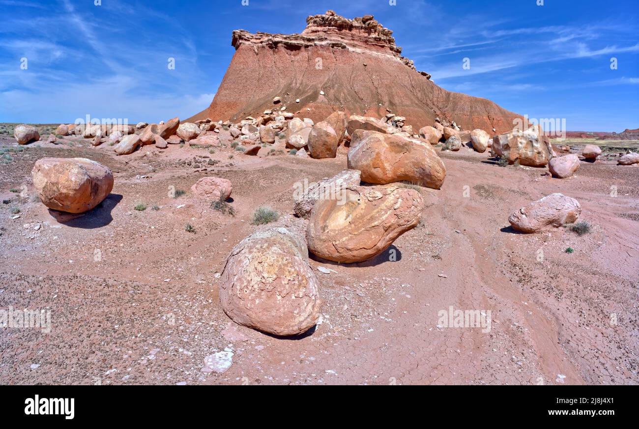 Formation west of Pintado Point in Petrified Forest National Park Arizona called Pintado's Castle. Stock Photo