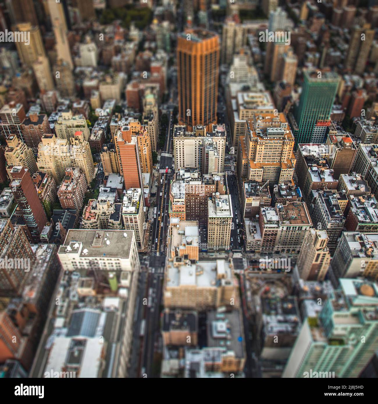 Top view of New York City, Tilt and Shift Blur Stock Photo