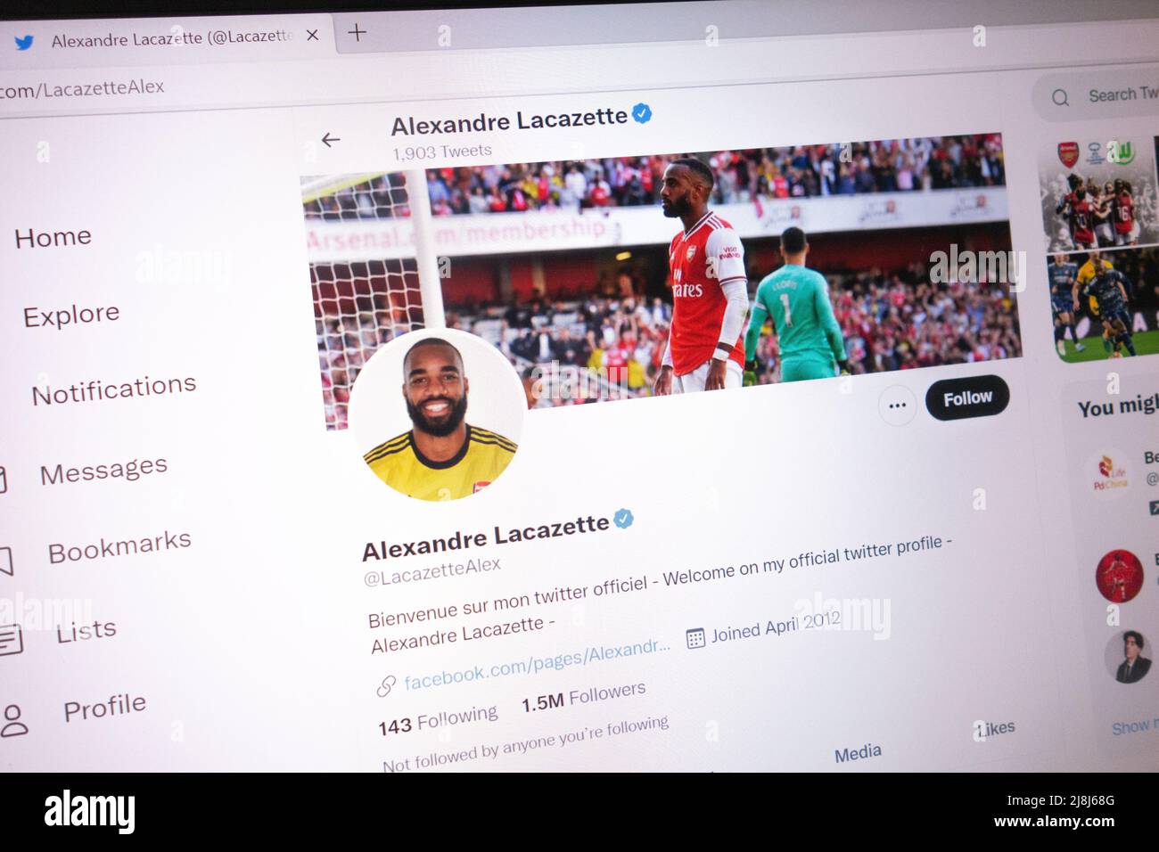 Alexandre lacazette 2022 hi-res stock photography and images