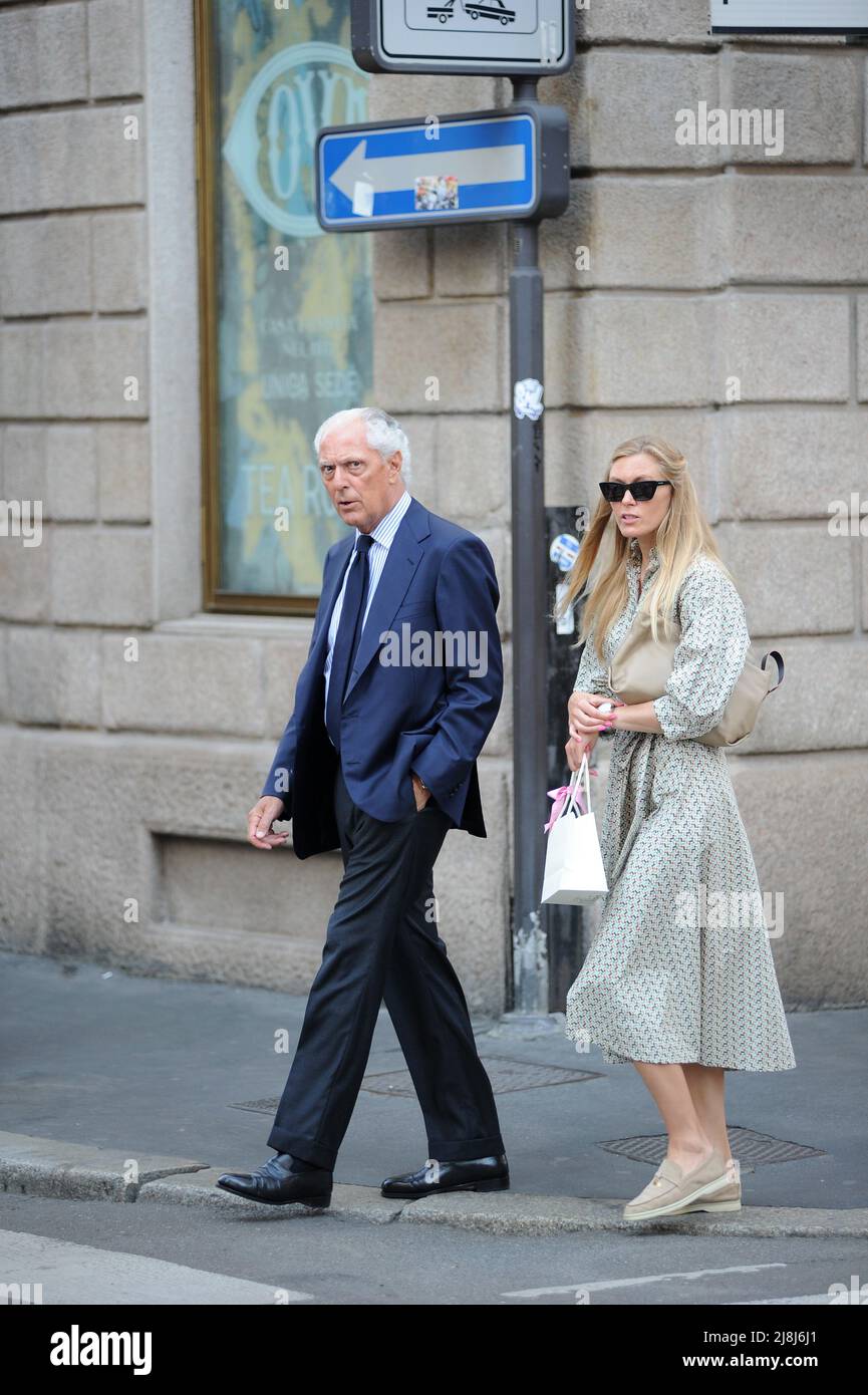 Milan, . 16th May, 2022. Milan, 16-05-2022 Marco Tronchetti Provera, CEO of  the PIRELLI group, former Telecom President, caught in the city center  together with his girlfriend HELENA SCHMIDT, a Russian model