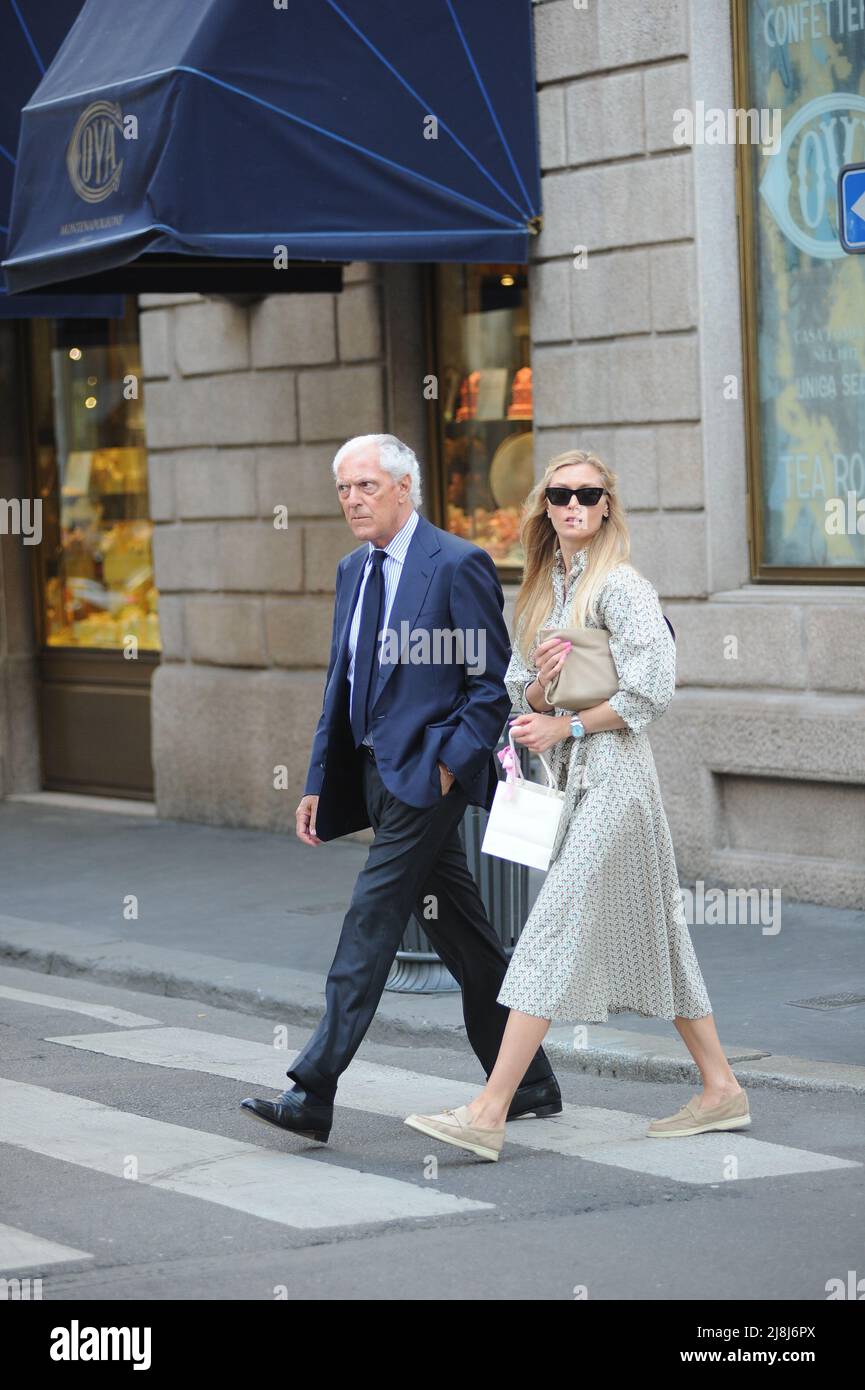 Milan, . 16th May, 2022. Milan, 16-05-2022 Marco Tronchetti Provera, CEO of  the PIRELLI group, former Telecom President, caught in the city center  together with his girlfriend HELENA SCHMIDT, a Russian model