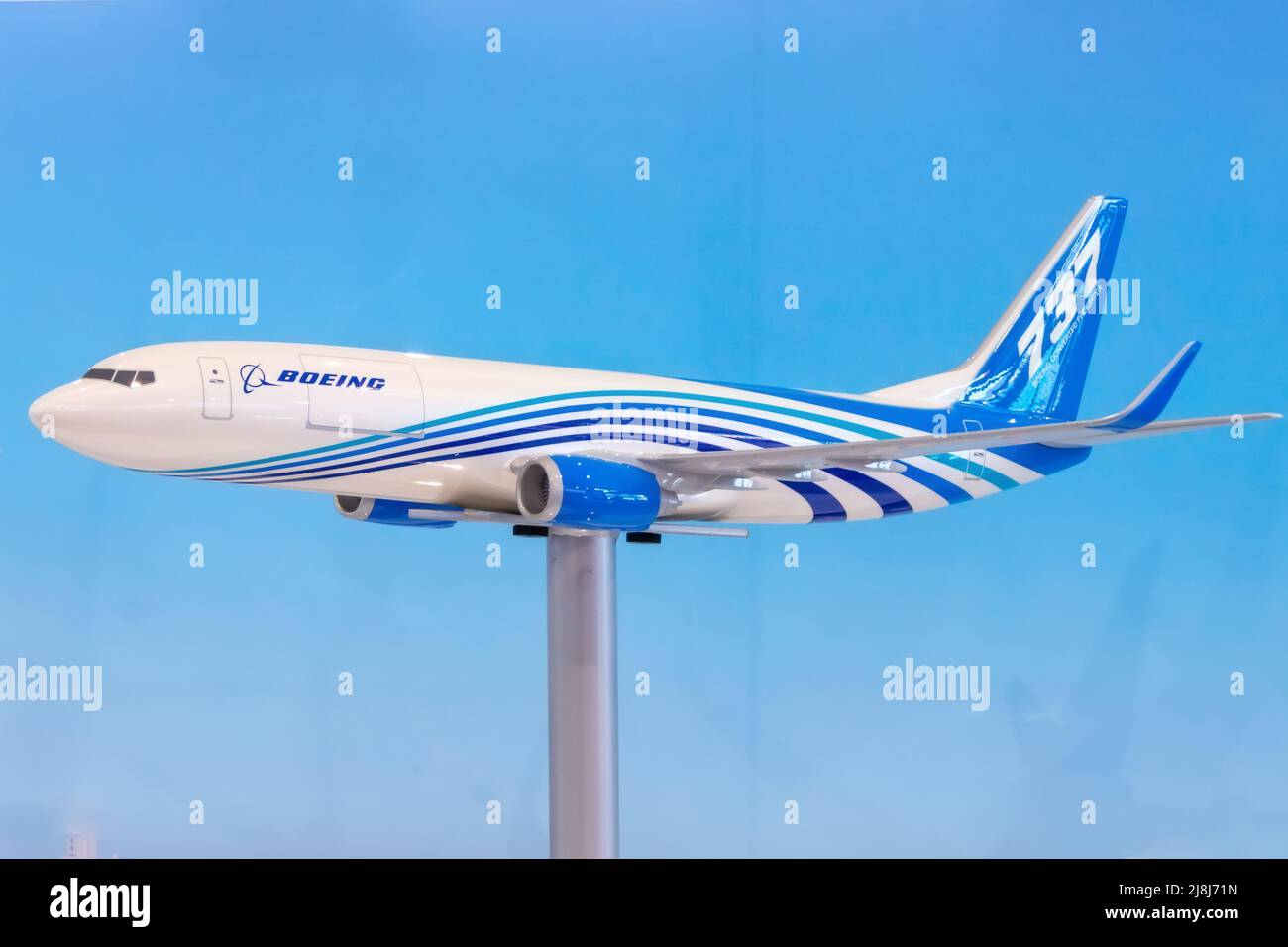 Exhibition models boeing aircraft 737 max. Russia. Moscow. 22 July 2021 Stock Photo
