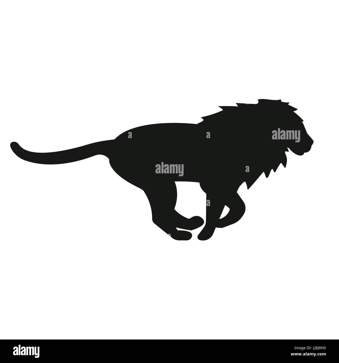 Vector flat running lion silhouette isolated on white background Stock ...