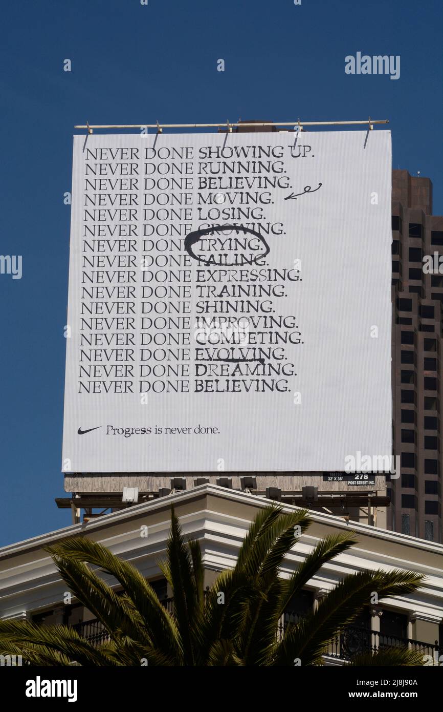 A Nike advertising billboard atop a building in Union Square, San  Francisco, California Stock Photo - Alamy