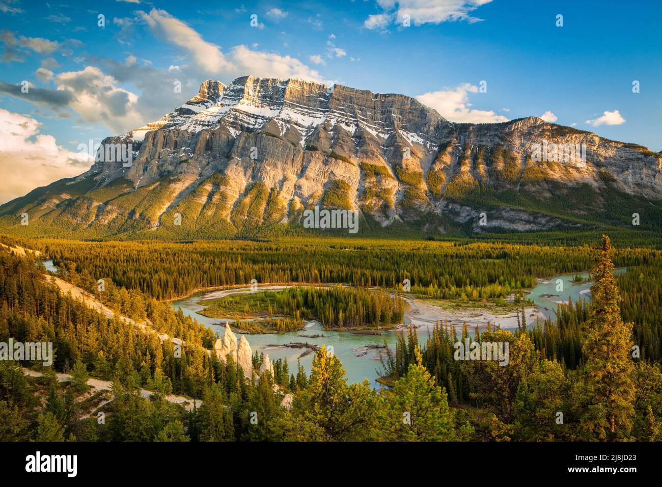 Mount Rundle and the Banff Hoodoos in late afternoon - Banff National ...