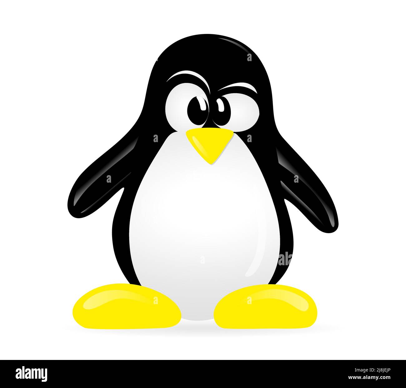 Isolated funny standing penguin with serious emotion on the white ...