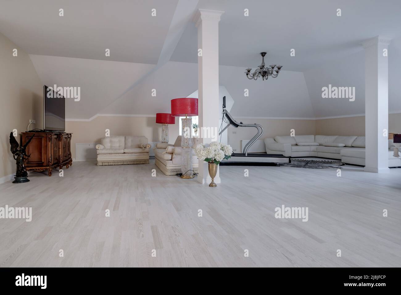 furniture in interior of expensive living room in studio apartments or