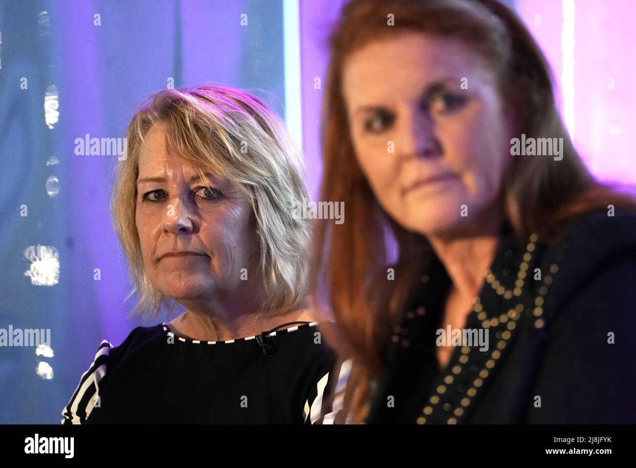 The Duchess of York celebrates with co-author, Marguerite Kaye (left), the paperback release of their bestselling novel, Her Heart for a Compass at The News Building in London. Picture date: Monday May 16, 2022. Stock Photo