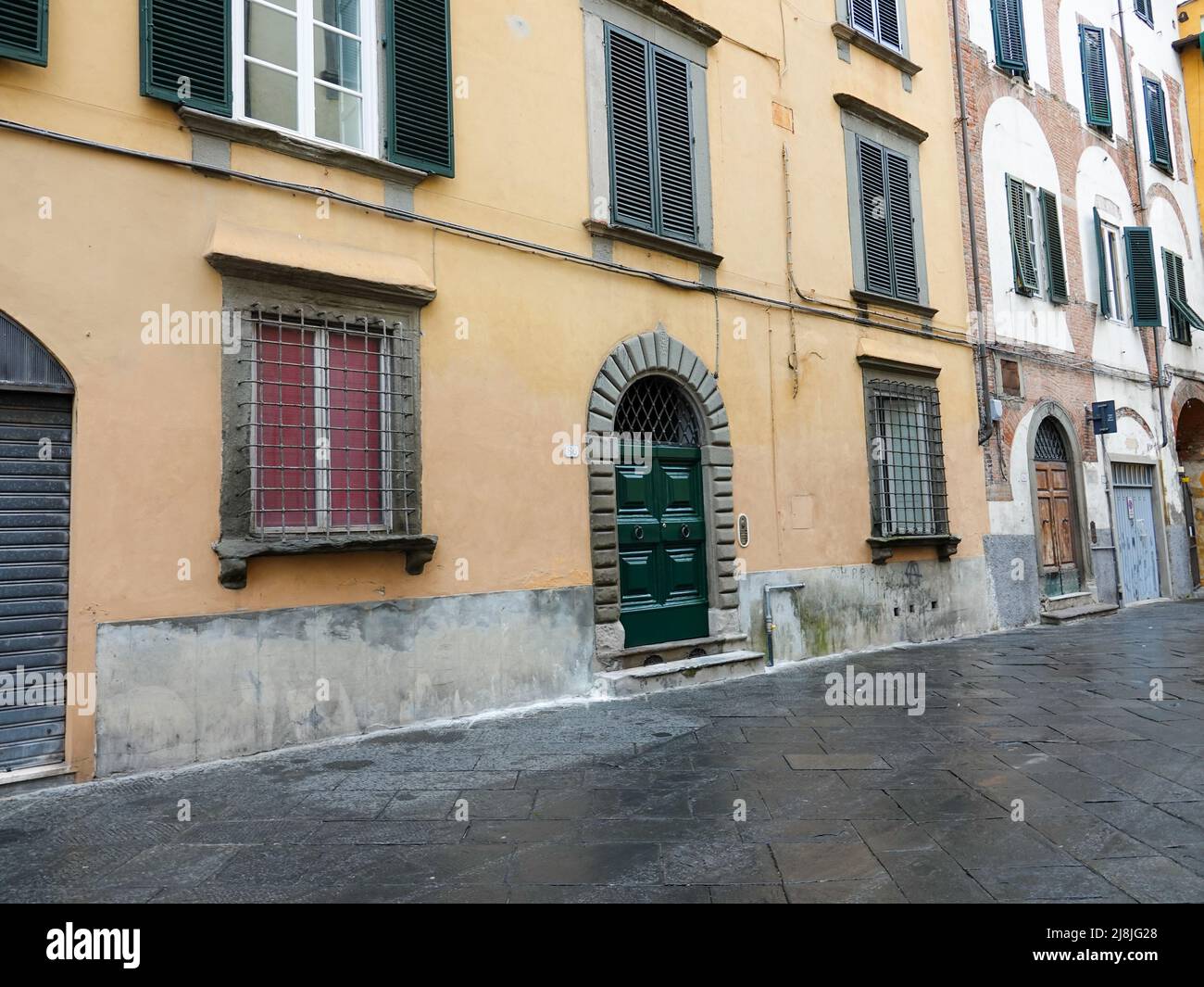 Apartment buildings on Via Antonio Mordini in the walled city of Lucca, Italy. Stock Photo