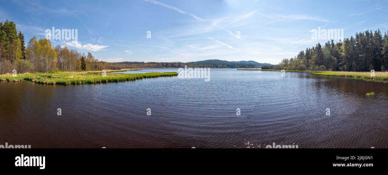 Landscape with the Olsina pond, Czech Republic Stock Photo