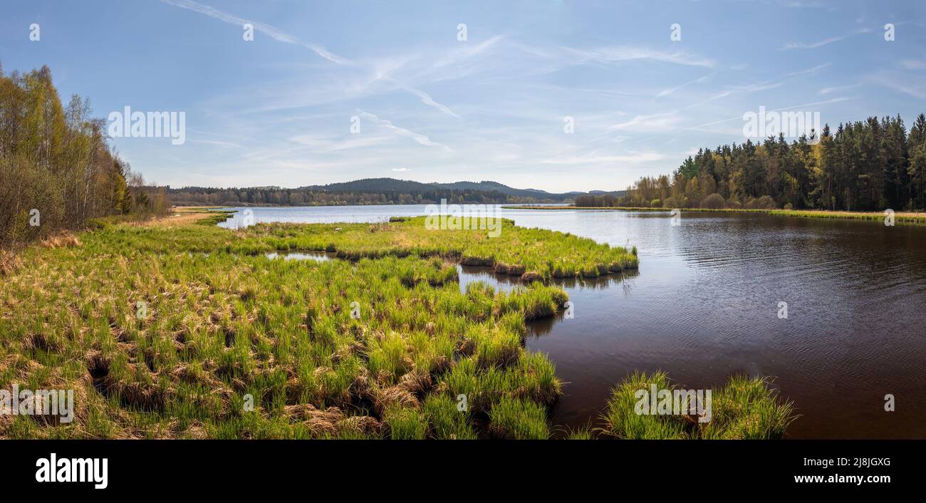 Landscape with the Olsina pond, Czech Republic Stock Photo