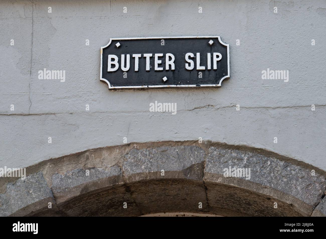 The street sign famous Butter Slip in Kilkenny Ireland Stock Photo