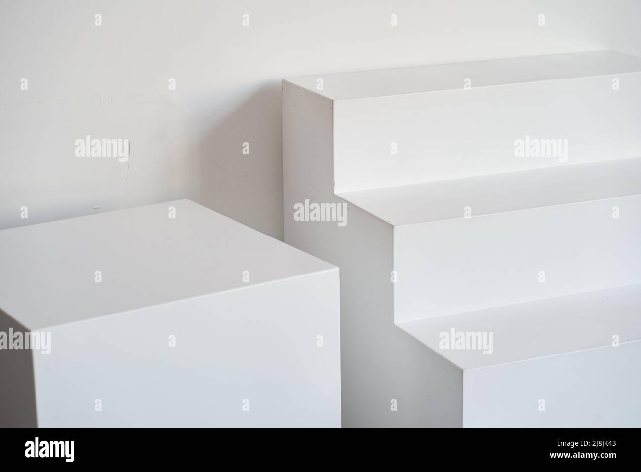 Stairs podium, stairs platform. Podium with stairs . Studio room background for product demonstration. High quality photo Stock Photo