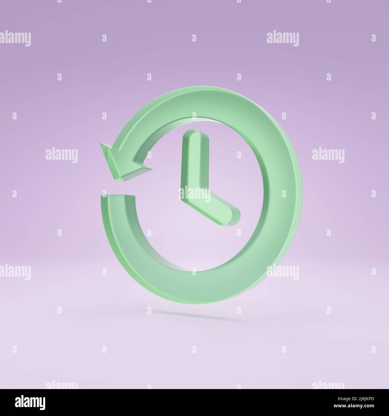 Minimal history icon by green translucent arrow rotate around clock