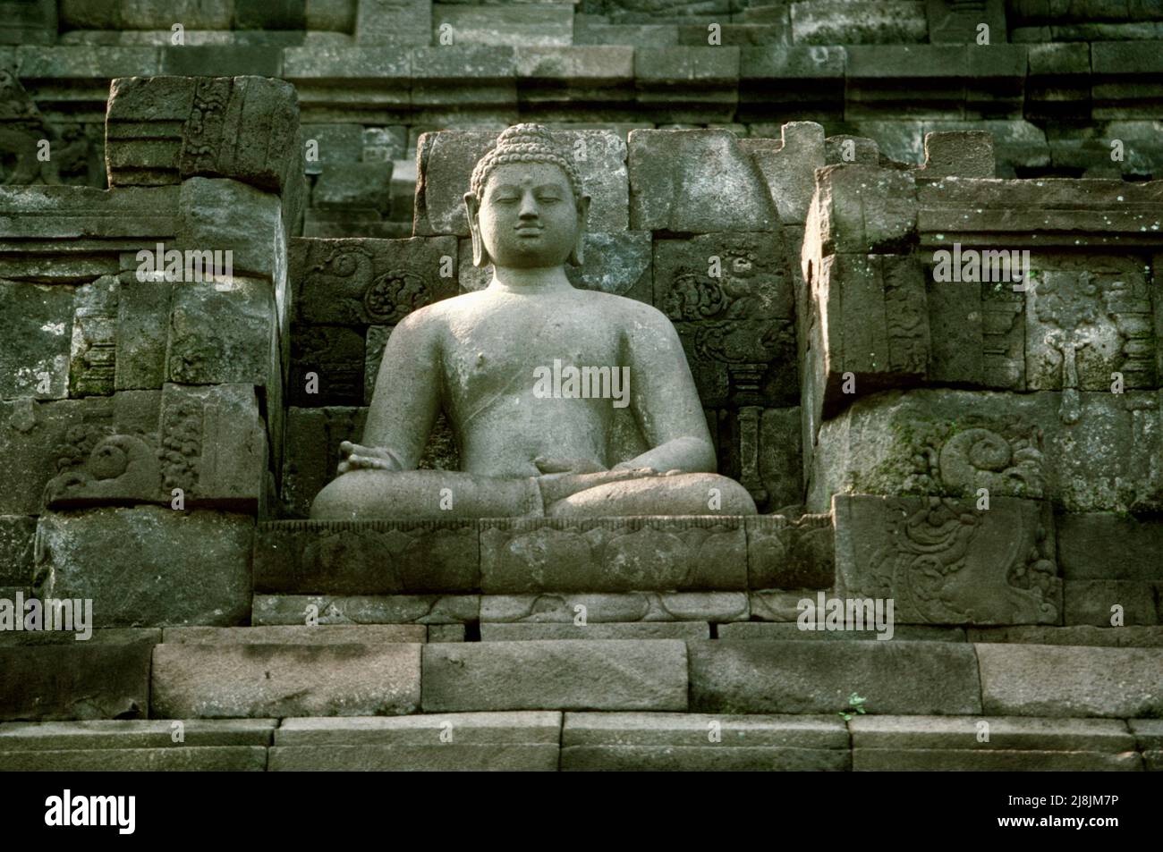 Borobudur, the largest buddhist temple in the world 1984 Stock Photo