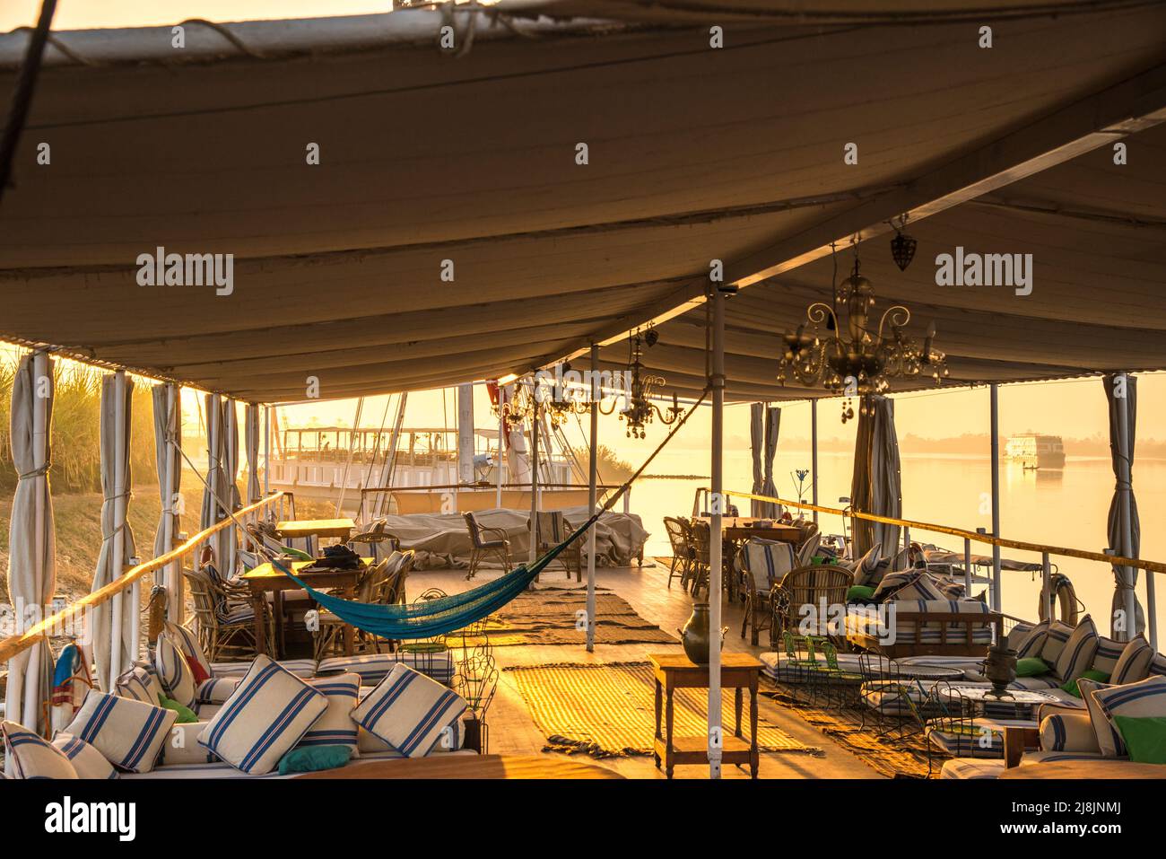 early morning on a Nile Dahabiya Tourist Boat Stock Photo