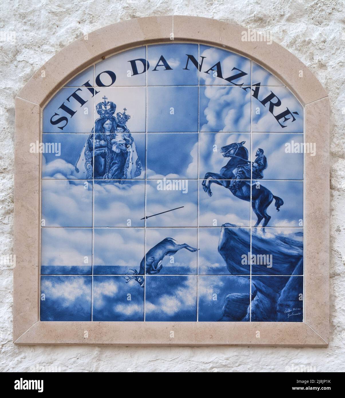 Mosaic Azulejo depicting The Miracle of Nazare in Sitio da Nazare