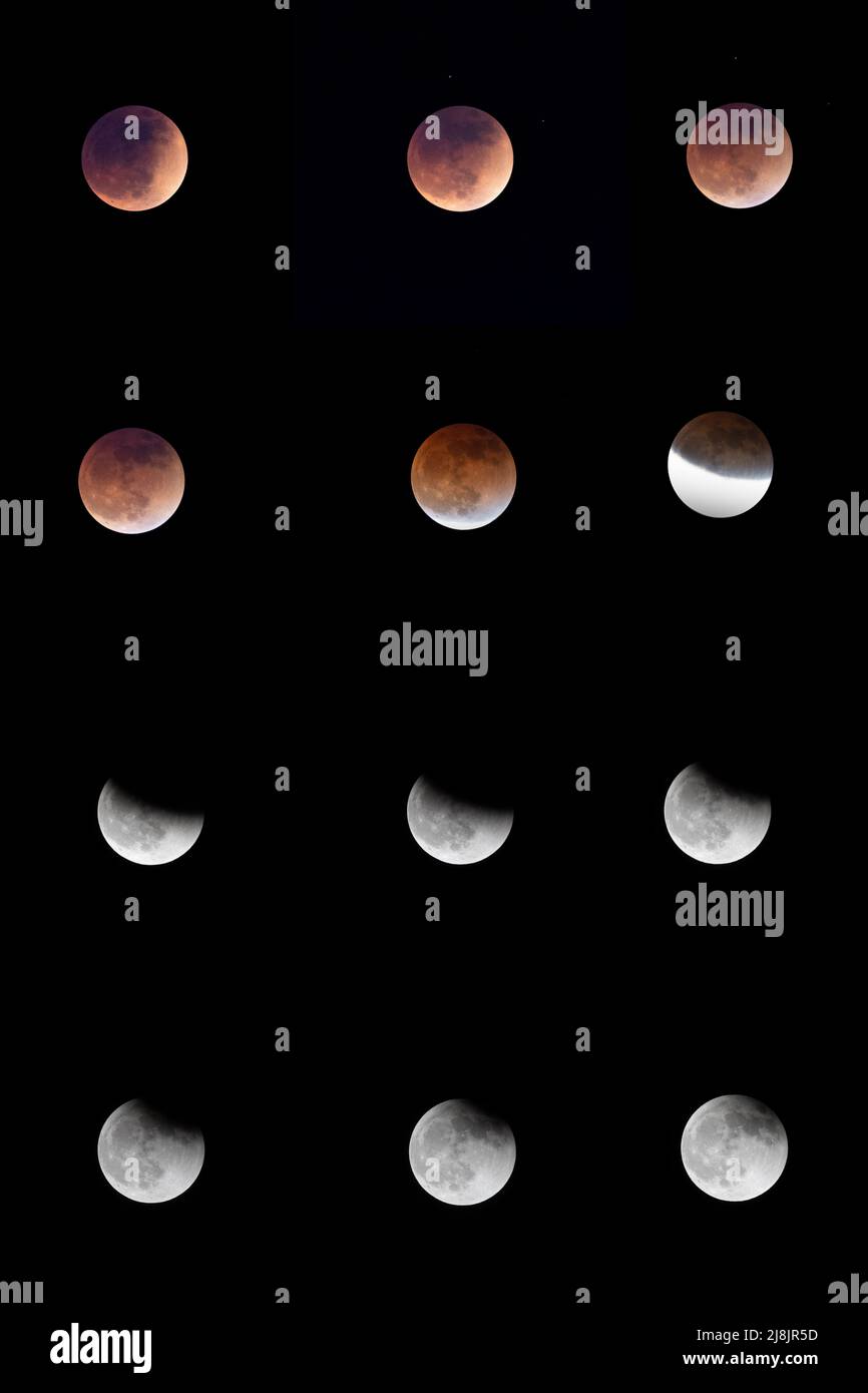 A total lunar eclipse occurring on May 15, 2022, seen from Los Angeles ...